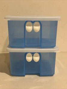 Tupperware Vintage FridgeSmart Container Set of 2 Blue 3991A Veggie EUC - Bild 1 von 10