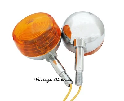 SUZUKI CHROME METAL TURN SIGNAL INDICATOR LAMP LIGHT BLINKER PAIR 6V/12V *TW10-1 - Image 1 of 4