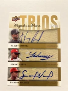SIGNATURE STARS /25 AUTO TRIOS JOHNNY CUETO HANLEY RAMIREZ EDINSON VOLQUEZ ⚾️ 🔥 - Picture 1 of 2