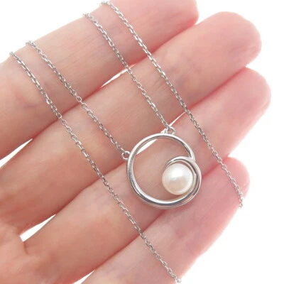VANTEL PEARLS 925 Sterling Silver Real Pearl Cable Chain Necklace 18-20" - Imagem 1 de 4