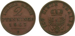 Germany 1867 B 2 Pfenninge Copper VF - Picture 1 of 1
