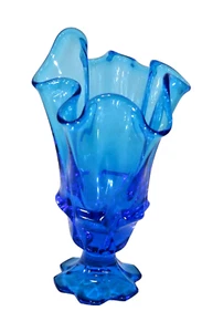 Cobalt Blue Handkerchief Pedestal Vase - Picture 1 of 7