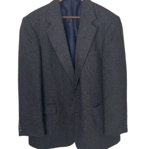 Chaqueta Blazer Abrigo Deportivo HAGGAR Hombres Tweed Lana Azul Talla 44 XL 2Botones Grandpacore - Imagen 1 de 19
