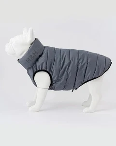 HUGO & HUDSON ~ MEDIUM DOG ~~ Reversible Dog Puffer Jacket - Black / Gray - Picture 1 of 4
