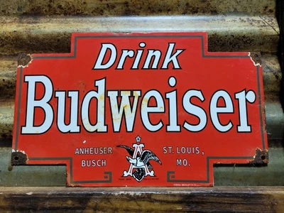 老式BUDWEISER PORCELAIN标志旧啤酒瓶饮料酒精酒吧BUD Lite — 第 1/4 张图片