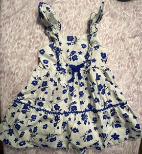 Bluberi Blue Floral Sleeveless Midi Fit & Flare Dress Size 5 Girls - Picture 1 of 4