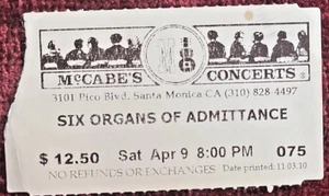 Six Organs of Admittance Concert Ticket Stub McCabe's Pico Santa Monica CA 2011 - Picture 1 of 2