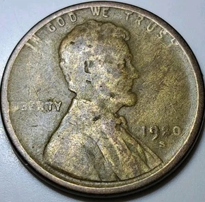 1920 S Lincoln Wheat Cent Penny Improper Alloy Mix Obv Strike Through Error - Imagen 1 de 4