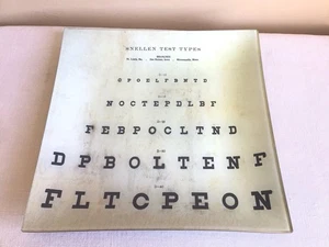 KAAS Glassworks Handmade Decoupage Snellen Test Types Square Glass Trinket Tray - Picture 1 of 3