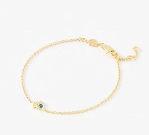 Oliver Bonas Danica Green Stone Cluster & Star Gold Plated Bracelet - Brand New - Picture 1 of 6