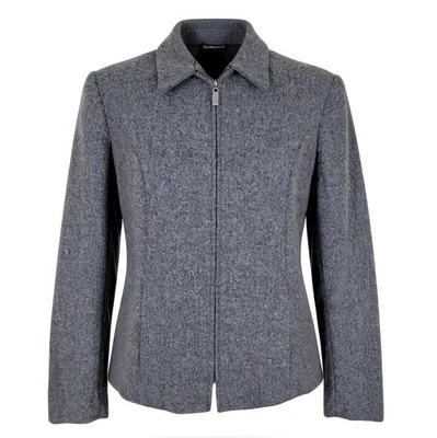 Blazer Sag Harbor para mujer talla 12 gris mezcla de lana frontal completo bolsillos con cremallera forrados Foto 1 de 4