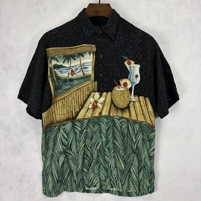 Гавайская рубашка Tori Richard мужская большая тики коктейль пальма кокосовая на пуговицах - Изображение 1 из 4