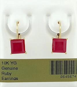 GENUINE 2.58 Cts RUBY EARRINGS 10K YELLOW GOLD - Free Certificate Appraisal - Picture 1 of 6