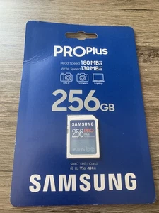 Carte mémoire Samsung PRO Plus 256 Go SDXC pleine grandeur HiSpeed UHS-I classe 10 U3 V30 - Photo 1 sur 2