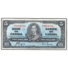 $5 1937 Bank of Canada Note Coyne-Towers H/S Prefix BC-23c - Writing