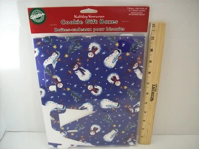 Wilton 3 caixas de presente de biscoito resistentes a graxa boneco de neve férias - NOVO - Imagem 1 de 4
