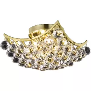 Crystal Balls Flush Mount Ceiling 4 Light Gold Bathroom Bedroom Lighting Fixture - Picture 1 of 2
