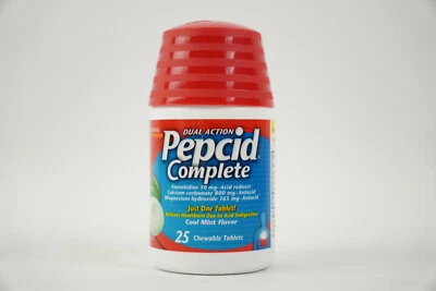 Pepcid Completo Doble Acción Reductor de Ácido Sabor Fresco Menta 25 Comprimidos Masticables Foto 1 de 3