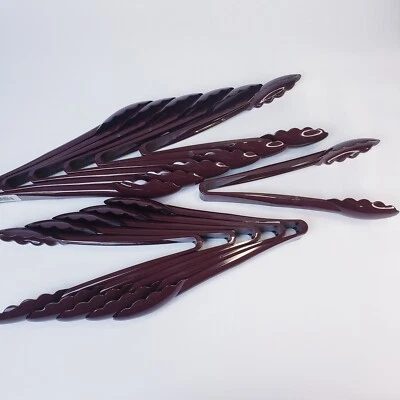 Pinzas utilitarias festoneadas Carlisle 12 piezas rojas/marrones 9" restaurante suministros fiesta Foto 1 de 4