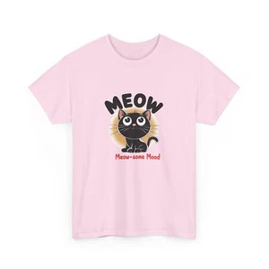 Meow "Meow-some Mood" Cute Little Cat Unisex Heavy Cotton Tee - Picture 1 of 111