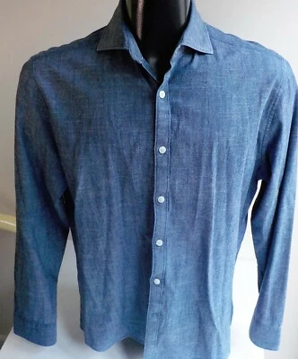 Camisa PENGUIN LS Botón Frontal Heritage Calce Ajustado Azul Talla 16 34/35 Algodón Foto 1 de 4