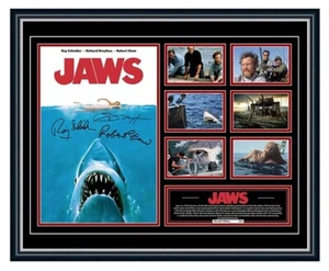 JAWS ORIGINAL 1975 ROBERT SHAW SIGNED POSTER LIMITED EDITION FRAMED MEMORABILIA - Picture 1 of 5