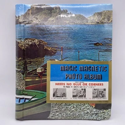 Álbum de fotos magnético vintage sellado de los años 70 barcos costeros playa nuevo nuevo en stock Foto 1 de 4