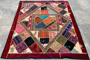 Antique Handmade Patchwork Floral Bedspread textile Bedding Quilts 200x172cm - Picture 1 of 17