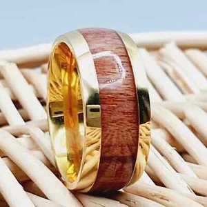Hawaiian Koa Wood Titanium Ring - Men's Wedding Band & Proposal Ring - Picture 1 of 10