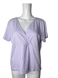 Emreco Wrap Top T-Shirt Size 18 Womens Lilac Cotton Blend NEW EU46 RRP £21 - Picture 1 of 10