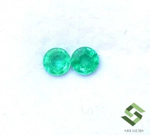 4.25 mm Certified Natural Emerald Round Cut Pair 0.64 CTS Untreated Loose Gems - Picture 1 of 9