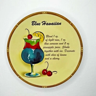 Синий гавайский алкогольный напиток меламин 9 дюймов круглая тарелка бар декор вечеринка в бассейне - Изображение 1 из 4