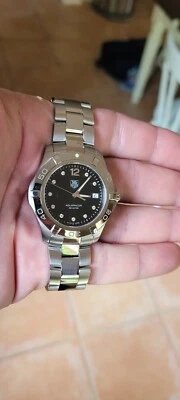Reloj Tag Heuer WAF111C.BA0810 Para Hombre Serie Aquaracer Diamantes Negro Plata 8" 9" Foto 1 de 4