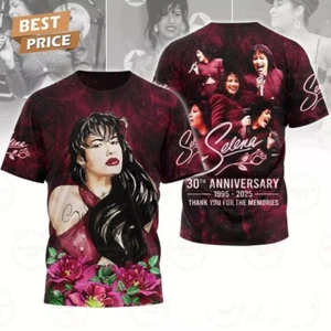 Selena 30th Anniversary 1995-2025 Thank You For The Memories 3D T-Shirt - Picture 1 of 3