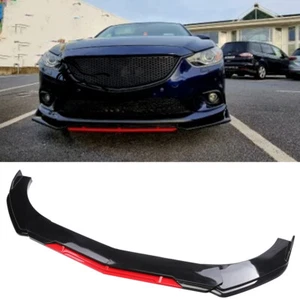 For Mazda 6 3 Sedan 2004-19 Black+Red Front Bumper Lip Splitter Spoiler Body Kit - Picture 1 of 15