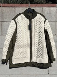 NWT $698 Rag & Bone Winnie Mix Media Jacket Ivory/Green Sz XL - Picture 1 of 10