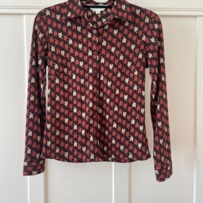 Japanese True 90s does 70s Vintage Suzuya Houndstooth Button Down Blouse SMALL - Image 1 of 4