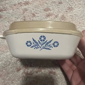 Vintage Corning Ware Blue Cornflower P-41 Petite Pan Casserole with Plastic Lid - Picture 1 of 5