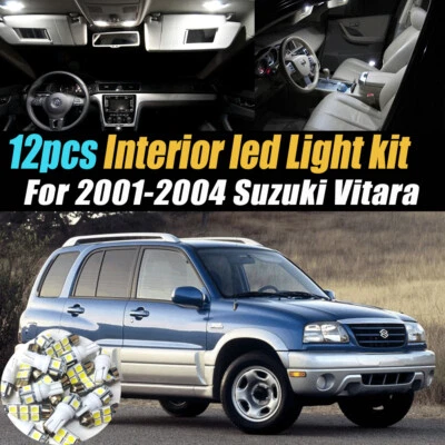 12Pc Super White Car Interior LED Light Bulb Kit for 2001-2004 Suzuki Vitara - Image 1 of 4