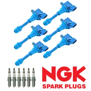 6 Ignition Coil Blue & 6 NGK Iridium Spark Plug for Nissan Murano 2003-2007 3.5L - Picture 1 of 11