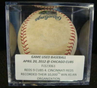 2012 Cincinnati Reds Game Used Baseball *10,000th WIN As Organization* MLB HOLO - Image 1 of 3