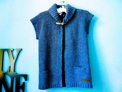 Gilet Laine Fille 10 ans Catimini bleu Marine long TBE maille tricot manches - Photo 1/4