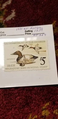 USA 1975 $5 Duck Migratory Bird Hunting Stamp Scott#RW42 Rare Find IDbt315. - Image 1 of 3