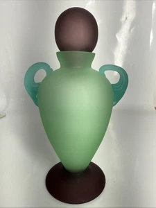 Vintage selten mattiert grün Dekanter Stopfen & brauner Boden - Bild 1 von 4