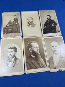 6 C.1875 CDVs featuring Victorian Gentlemen w/ BEARDS & MUTTONCHOPS, Boston MA - Picture 1 of 13