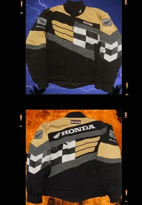 Chaqueta de motocicleta forrada de carreras vintage envejecida Honda Rider Coll para hombre talla XL Foto 1 de 4