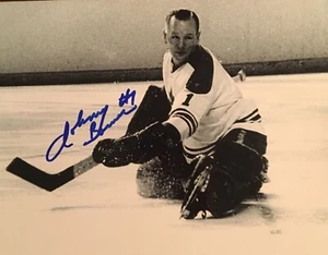 Foto 8x10 firmada por Johnny Bower Toronto Maple Leafs - Imagen 1 de 2