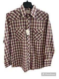 Frontier Tractor Supply Men’s Red Plaid Western Cowboy Pearl Snap Up Shirt Lg - Picture 1 of 6
