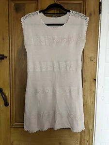 River Island T-shirt Cream Dress Size 10 - Picture 1 of 3