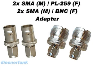 2x SMA (M) auf PL-259 (F)  2x SMA (M) auf BNC (F) ADAPTER  CB Funk Amateurfunk - Bild 1 von 1